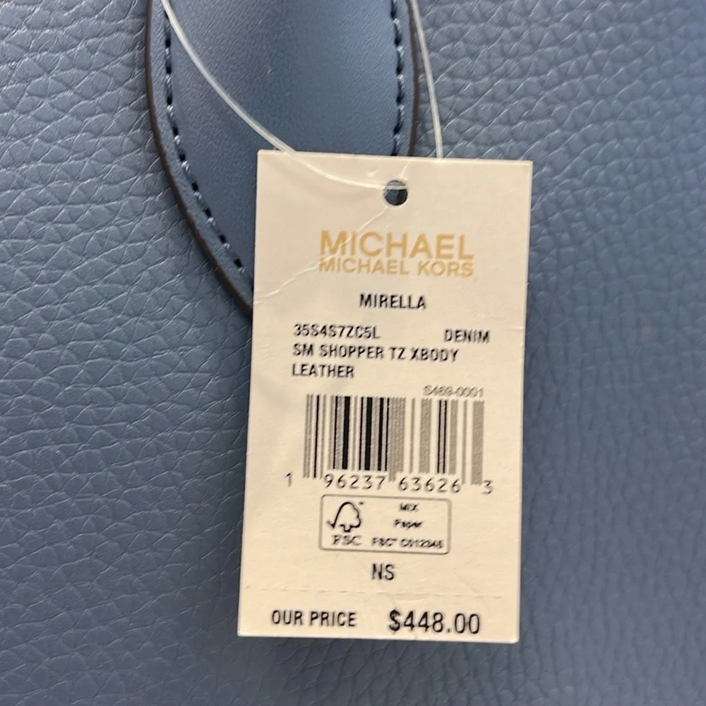 Michael Kors Mirella Small Pebbled Leather Shopper Top Zip Crossbody XBODY Tote - Picture 10 of 16